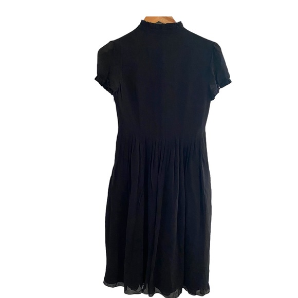 J. Crew Black Silk Pintuck Pleated Ruffle Dress Size 4 - Picture 6 of 10